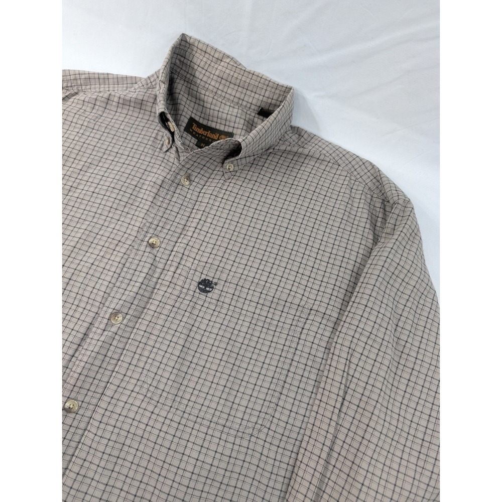 Y2K‎ 90S Timberland WeatherGear  Cotton Plaid Long Sleeve Shirt Gray Medium